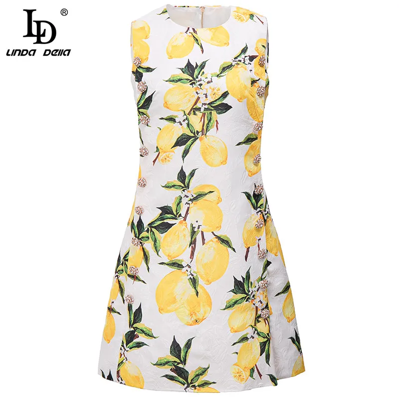 LD LINDA DELLA дизайнерское летнее элегантное жаккардовое короткое платье женское без