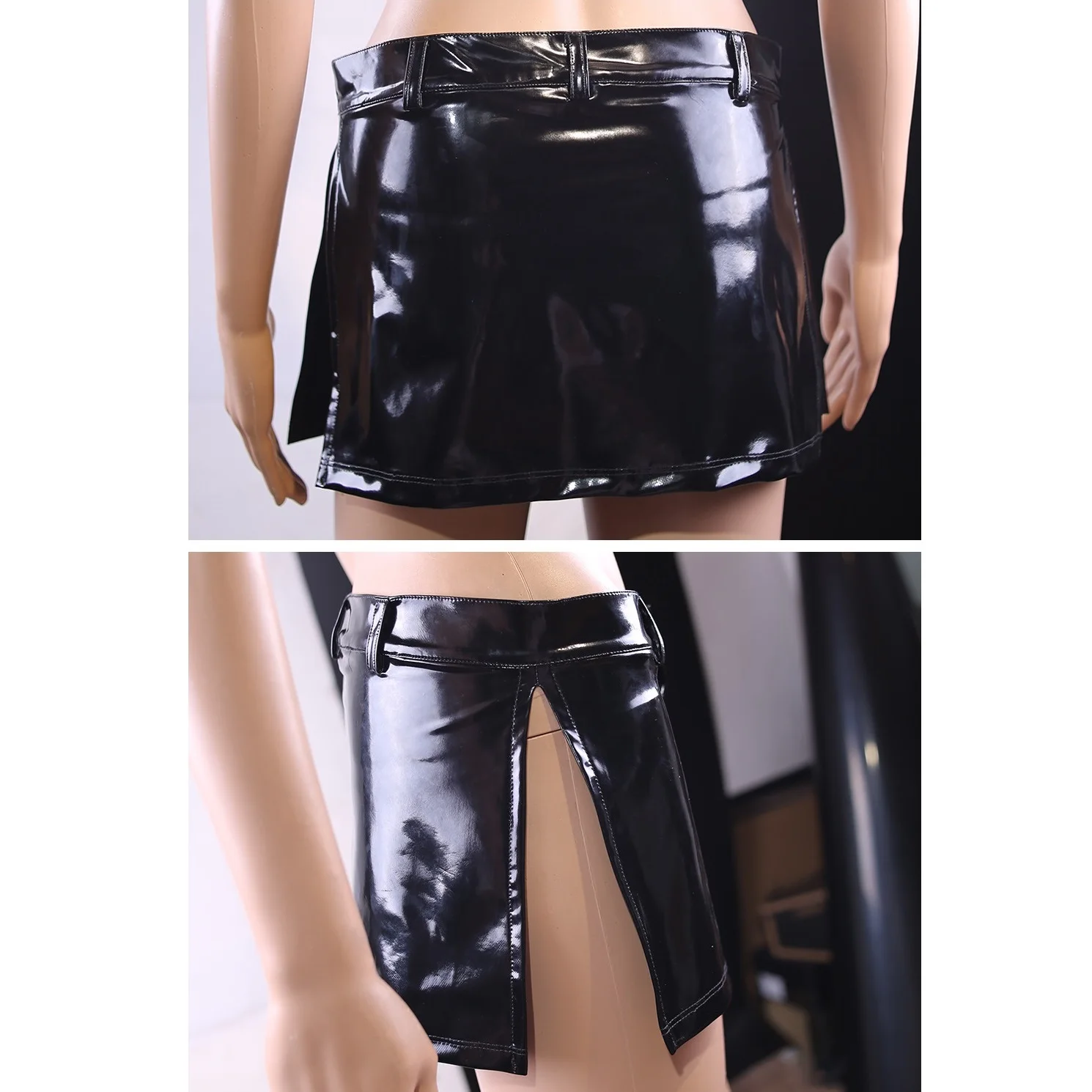 Юбка-карандаш из искусственной кожи ПВХ ультракороткая юбка-Микро Мини с