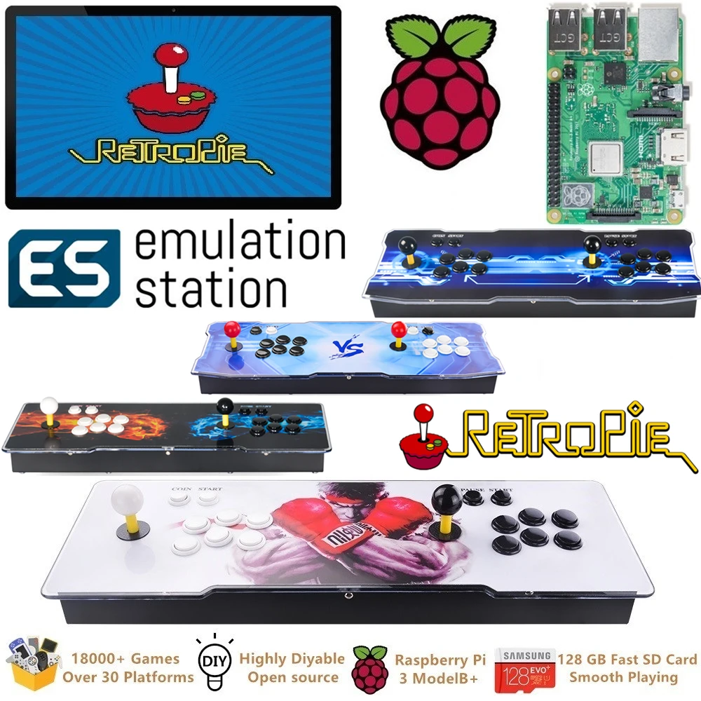 Аркадная игровая консоль для видеоигр Retropie Cabinet DIY 18000 + Ретро игры
