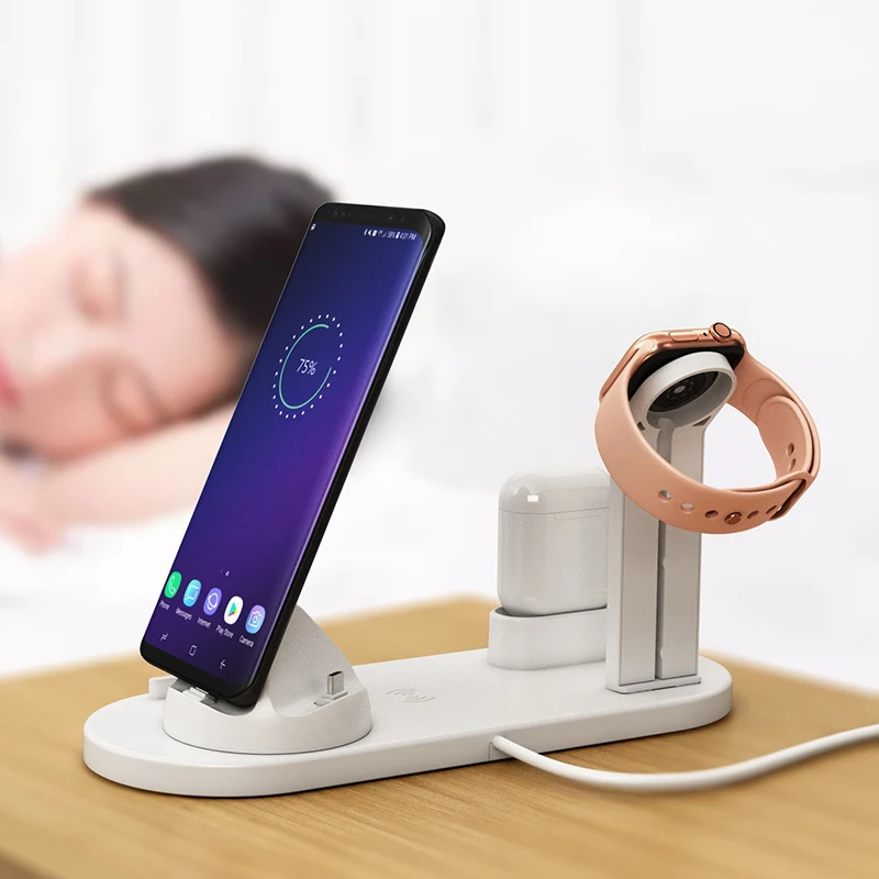 Многофункциональное Беспроводное зарядное устройство подставка для iPhone Samsung Phone