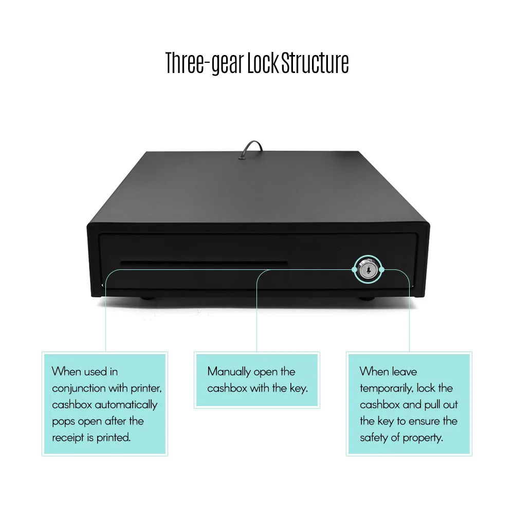 Сверхмощный ящик для наличных денег четыре сетки Три Шестерня POS кассовый