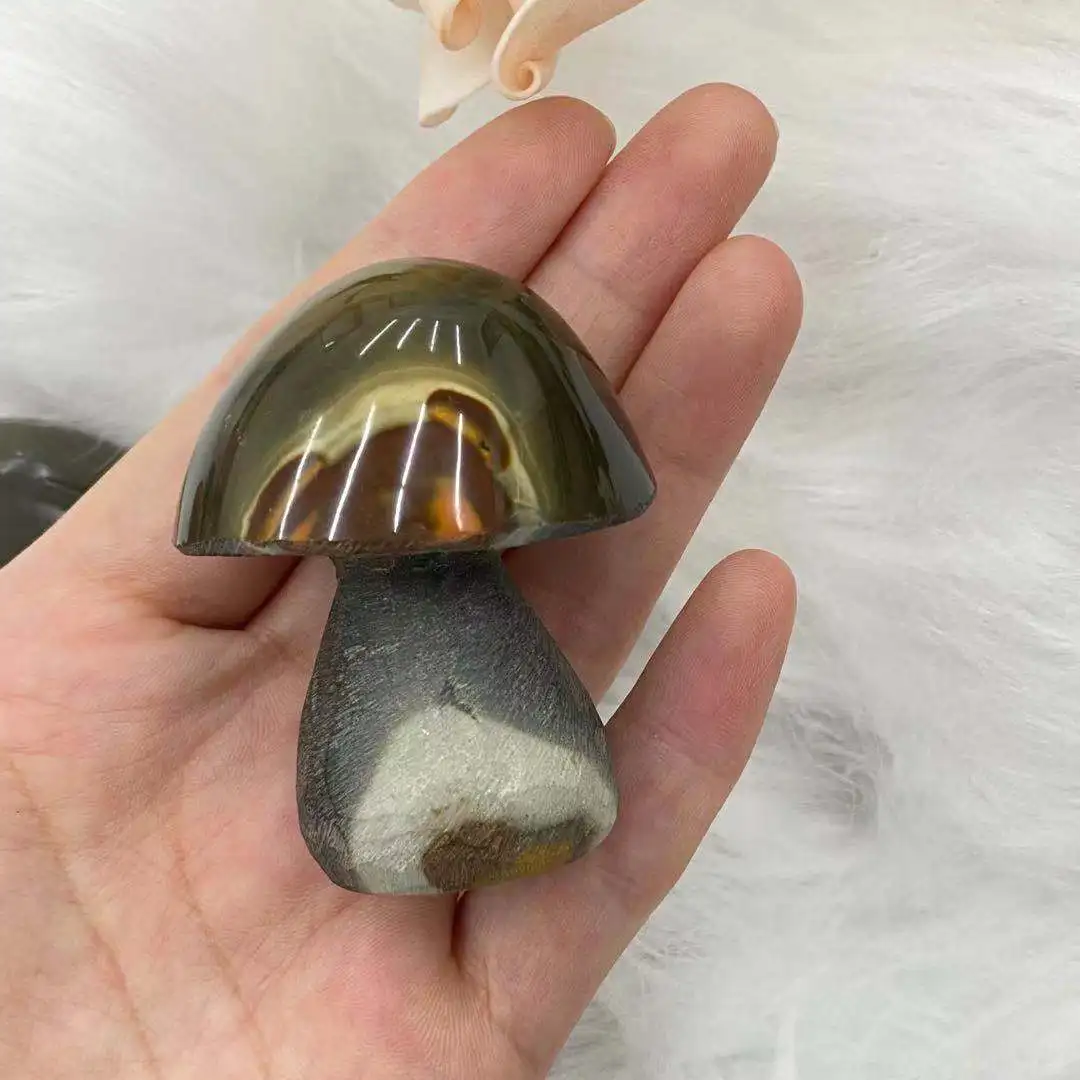 

Natural sea jasper mushroom reiki healing home furnishings room decoration gifts
