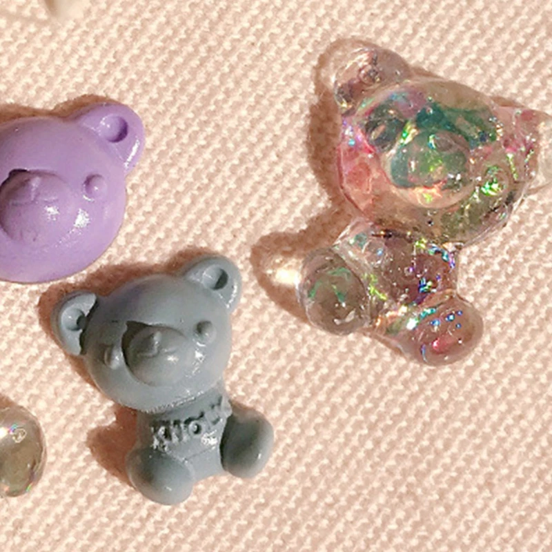 L93E Crystal Epoxy Resin Mold Nail Carving 3D Bear Silicone Mould DIY Crafts Stamping Plate Nails Stencils Manicure | Украшения и