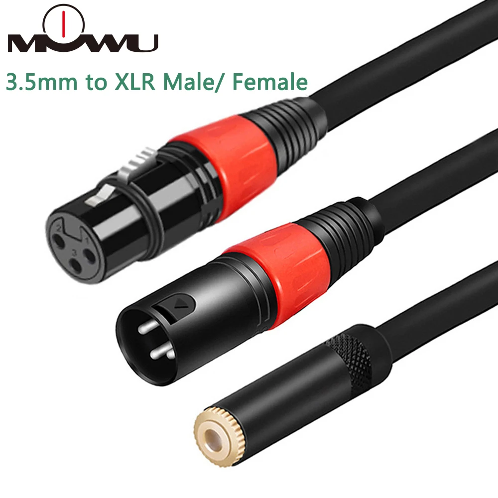 Mowu3.5 мм разъем стерео Женский двойной 3Pin XLR аудио кабель адаптер Разъем микрофоны