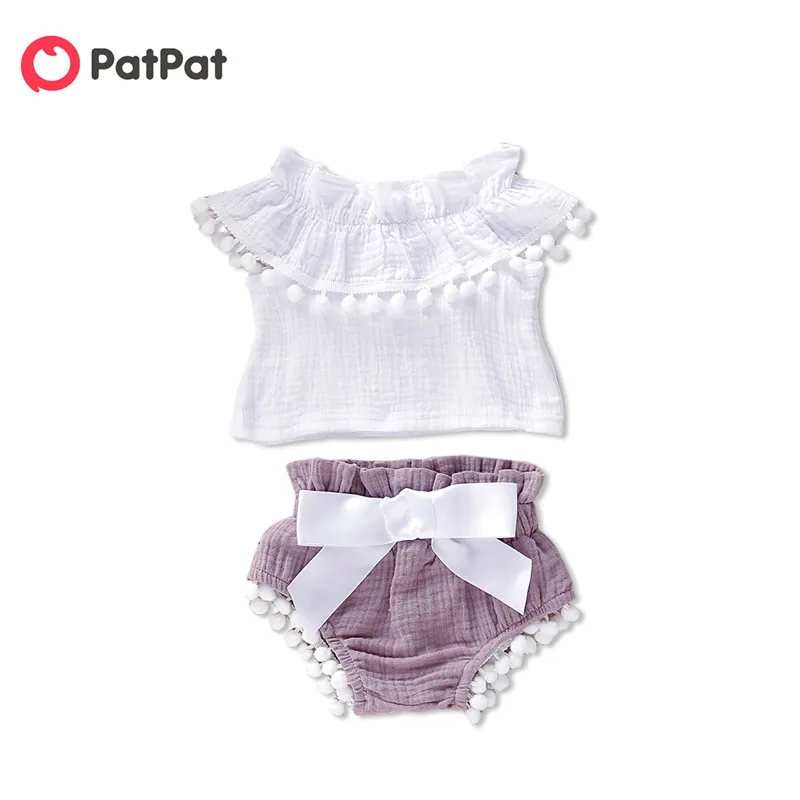 PatPat/Летний хлопковый повседневный комплект из 3 предметов для новорожденных