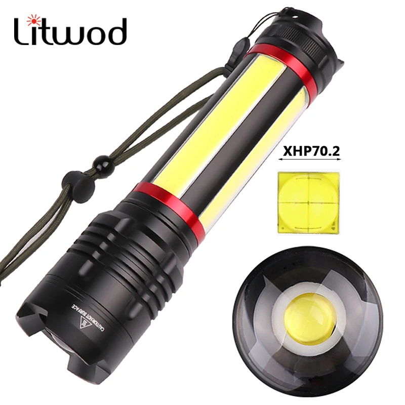 Precio Linterna LED XHP90 Con Batería Integrada 26650, Recargable Vía USB, Potente Linterna Móvil Recargable