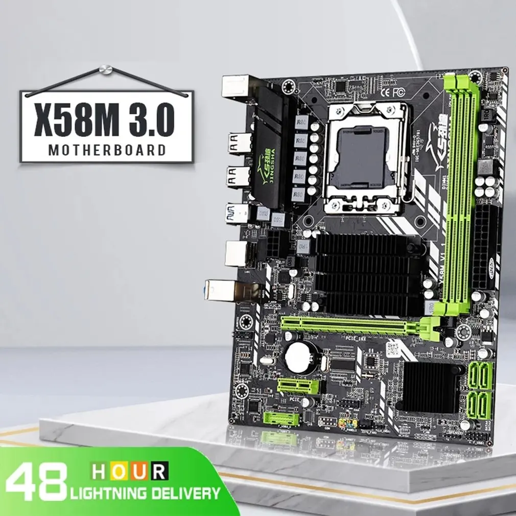 

X58M Motherboard 3.0 MATX Desktop X58 Motherboard DDR3 LGA 1366 Support AMD RX Series with USB 3.0