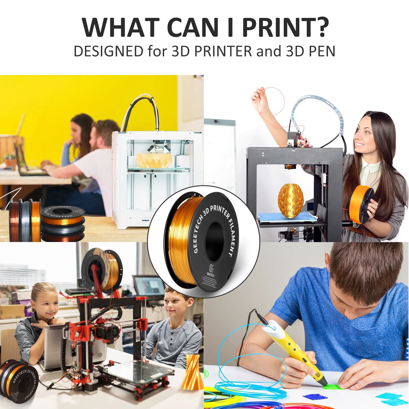GEEETECH 3d шелковая нить PLA 1kg1.75 мм катушка провод для 3D-принтера материал