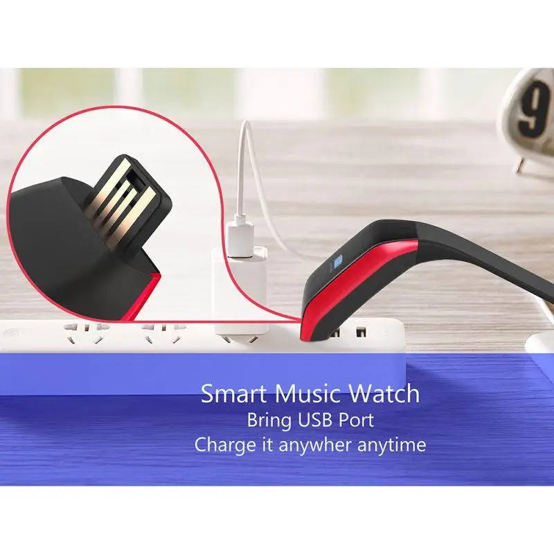 YD618 Смарт-часы Bluetooth музыкальный браслет 0,9" IP68 Водонепроницаемый 512 Мб U дисковая карта MP3 Воспроизведение музыки Пульс Для Android IOS