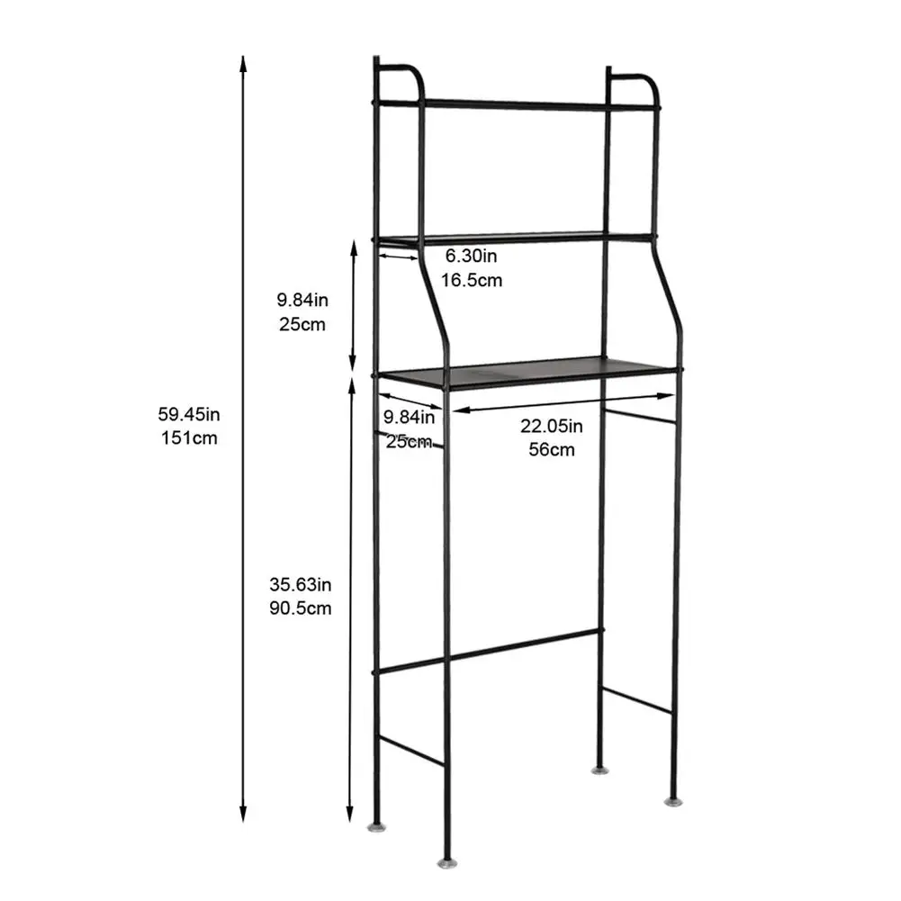 

3 Tiers Over Bathroom Storage Rack Stainless Steel Toilet Shelf Holder Washing Machine Space Saver Cabinet