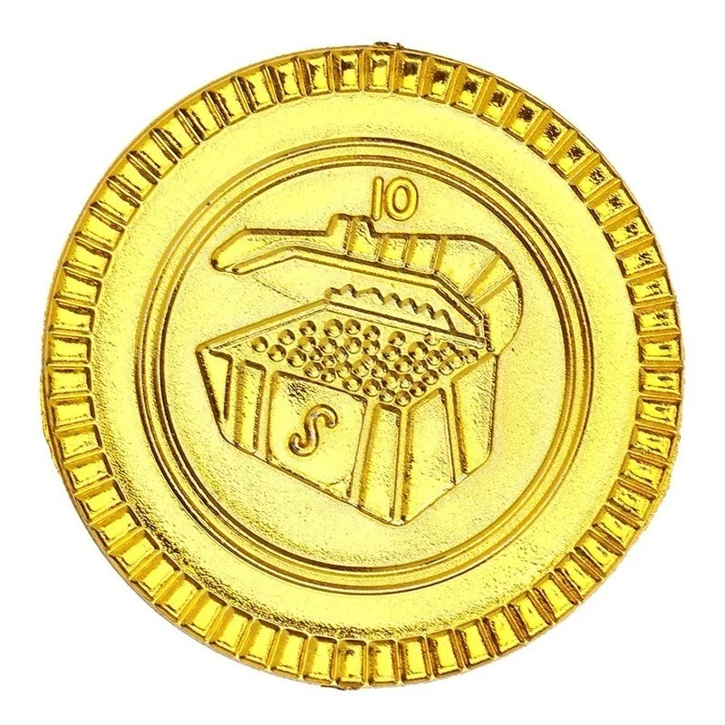 100 шт. золотые игрушки на Хэллоуин Пластиковые монеты сокровища в виде монет