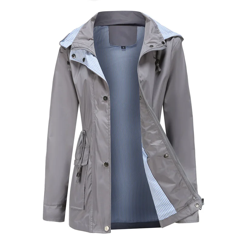 

Hooded Windbreaker Coat Women 2021 Spring Autumn New Wine Red 7 Color Europe And America Plus Size Fashion Trench Jacket N1062