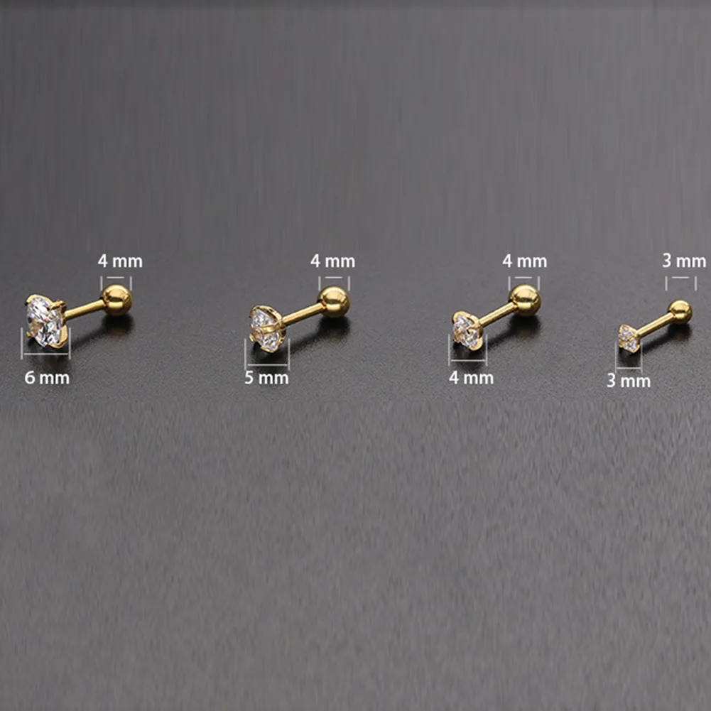 

2021 New Variety of stylish Mini Stud Punk Stainless Titanium Steel Needle Zircon Stud Earrings For Men Women Party Jewelry