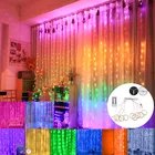 СВЕТОДИОДНАЯ Гирлянда-занавеска, Сказочная Гирлянда-лента для свадьбы, вечеринки, дома, сада, спальни, уличной и внутренней стены, рождественское Новогоднее украшение