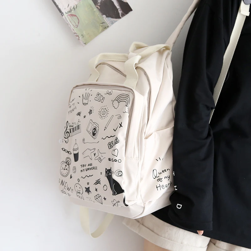 

Рюкзак Bfuming в стиле преппи с защитой от кражи для женщин, школьный ранец черного и белого цвета для девочек-подростков, дорожная сумка