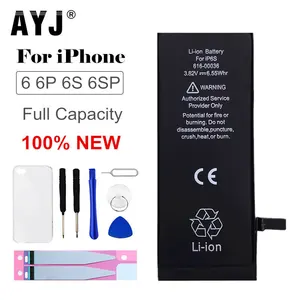 ayj original battery for iphone 6 6g 6s plus battery replacement real high capacity mobile phone bateria case tools kit 0 cycle free global shipping