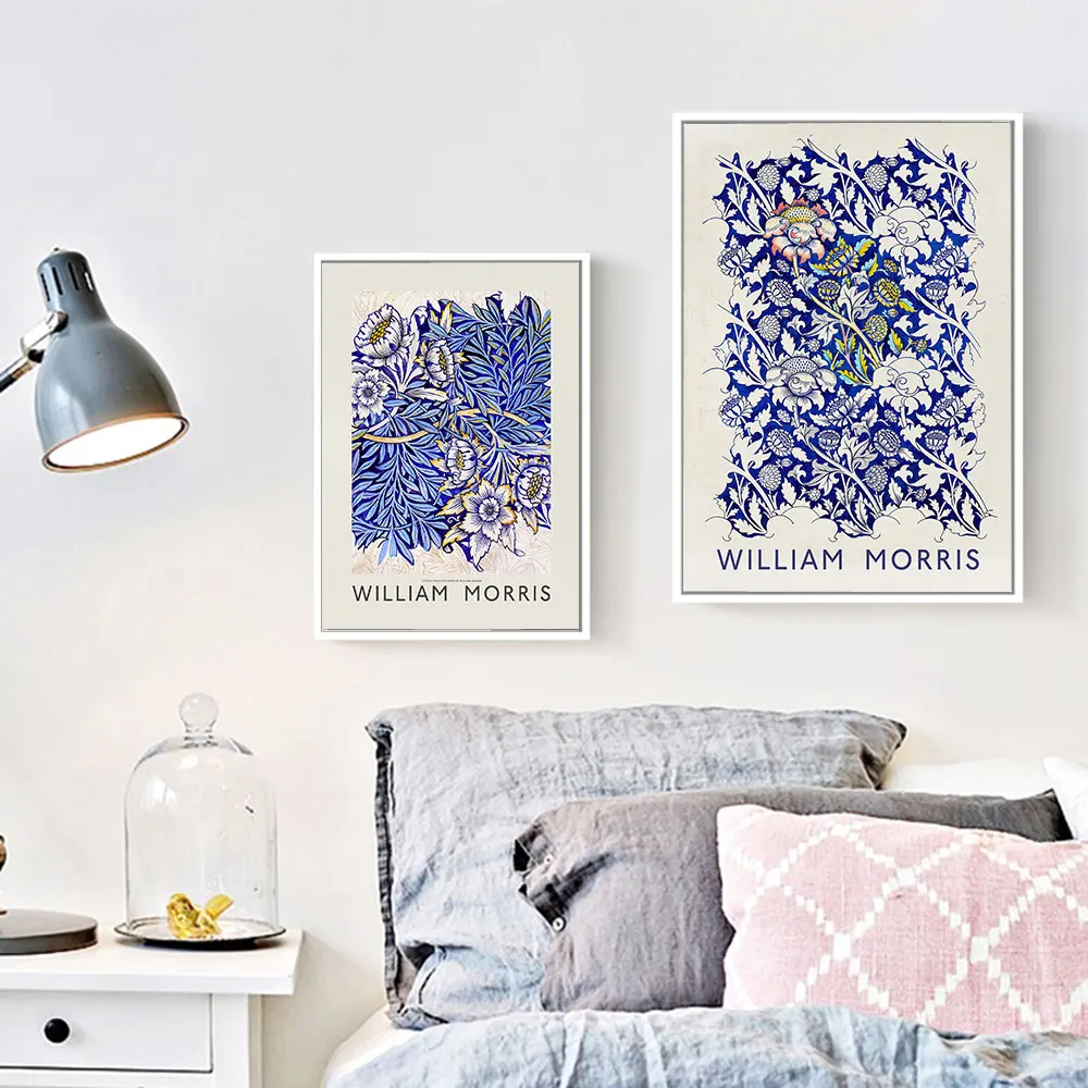 Плакаты на стену с абстрактными синими цветами без рамки | Дом и сад