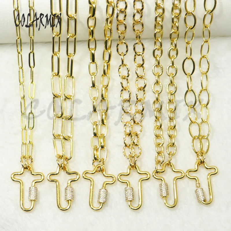 

5 strand Golden chain necklace zircon Cross Toggle-clasp pendant necklace fashion jewelry accessories 50589