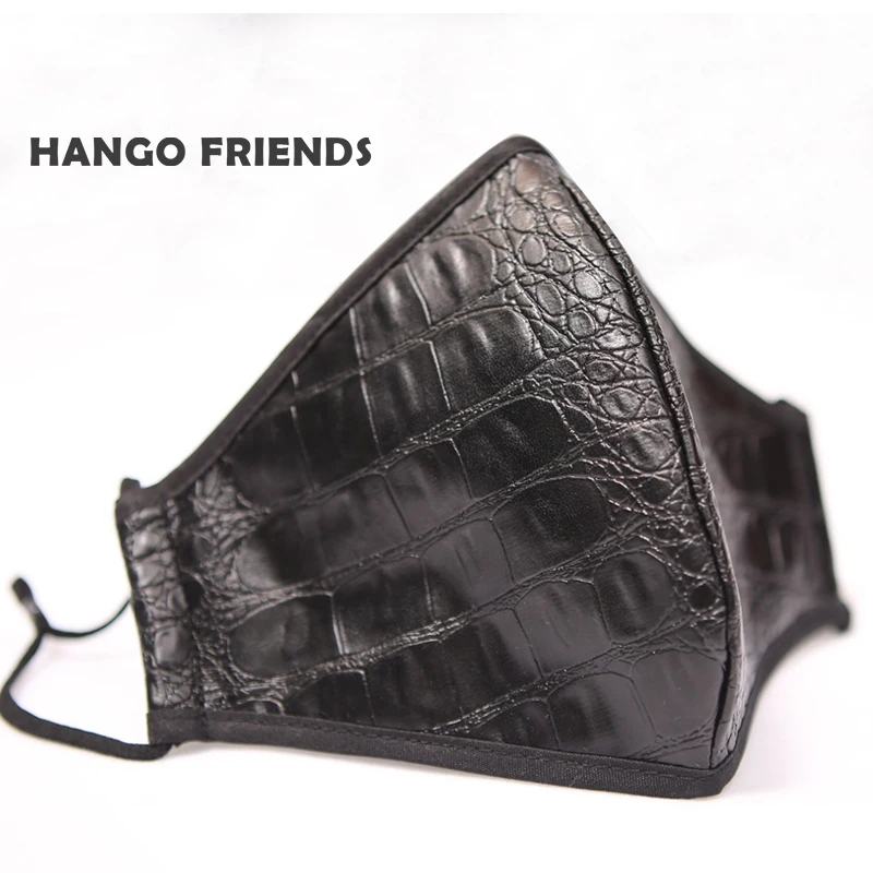 Hango Protective Mask Reusable Washable Facemask with Filter Pocket Imitation Leather Face Cotton Black Dust Man Woman | Аксессуары для