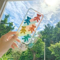 coque for iphone 12 pro mini max 7 8 plus cute rainbow bears back cover for iphone x xs xr xsmax soft clear candy color fundas