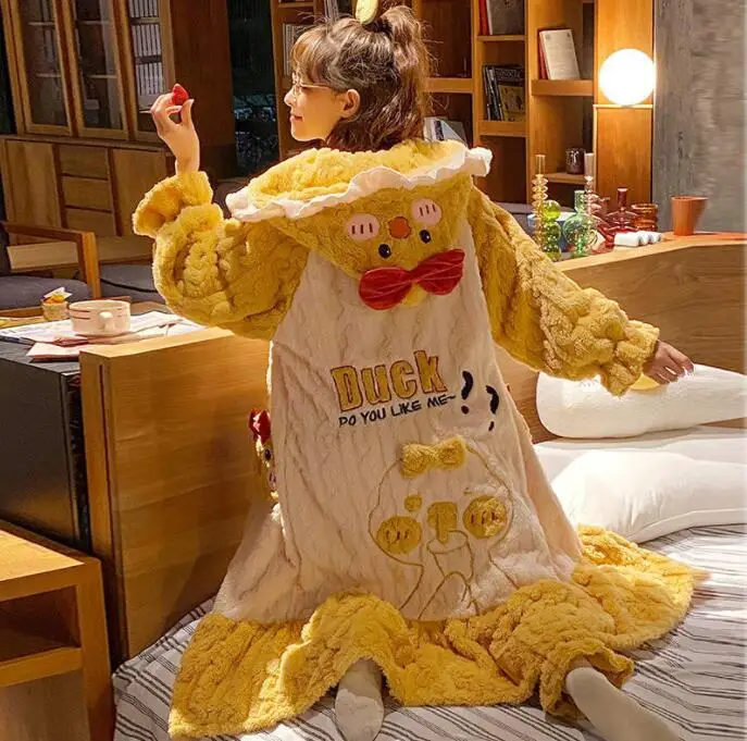 Pijamas de gama alta para mujer, ropa de dormir holgada de estilo Harajuku para chicas estudiantes, trajes de servicio a domicilio, y2k, cálida, Otoño/Invierno