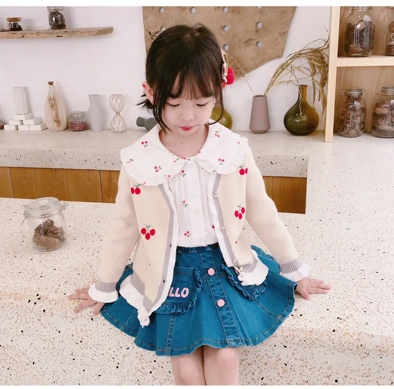 Повседневный Кардиган для девочек; коллекция года; сезон осень-зима; свитера для маленьких девочек; вязаная детская верхняя одежда; пальто; RT549