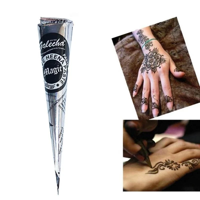 1pc Natural Indian Henna Tattoo Ink Black Mehndi Paste Cones Body Art Sticker Mehndi Body Paint Henna Cones Temporary Tattoo