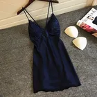 Сатиновая Ночная сорочка открытая кружевная ночная рубашка, пикантная Пижама Для женщин чулок ночная рубашка шелковый халат свободные без рукавов милое домашнее платье