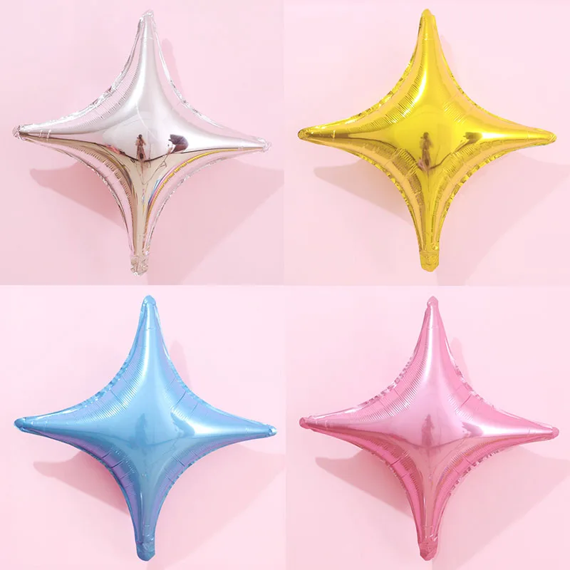 

5pc 10/18 Inch Four-pointed Star Foil Balloon Wedding Baby Birthday Party Decorations Background Aluminum Star Balloon