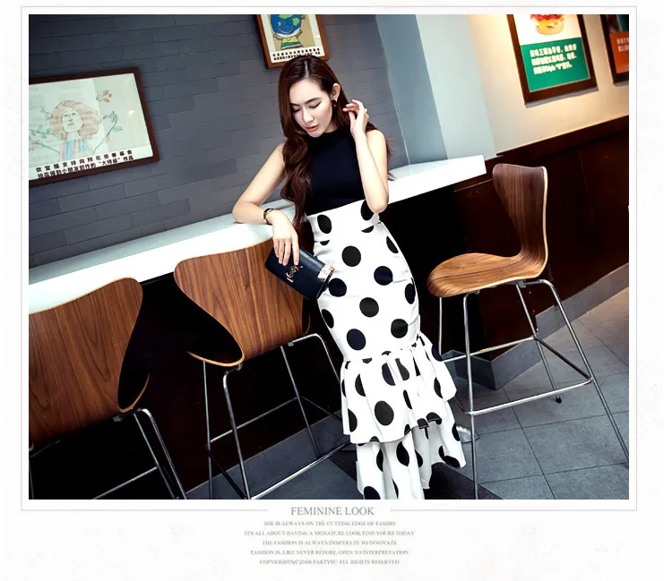 

chiffon cake sexy casual skirt vestidos femininos rupa mujer Woman summer 3xl 4xl 5xl 6XL plus size OL Polka dot print maxi