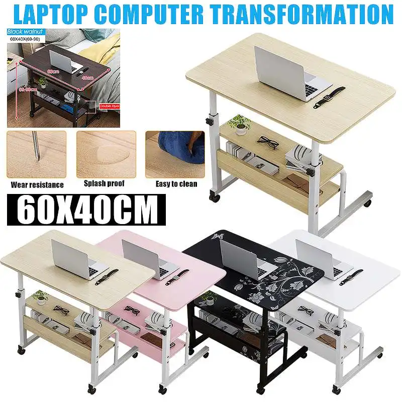 

Wooden Adjustable Wooden Laptop Desk USB Computer Desk Adjustable 2 Stand Holder Study Table Office Bed Sofa Tea Serving Table