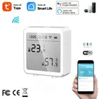 Датчик температуры и влажности Tuya Wi-Fi Bluetooth, комнатный гигрометр, термометр с ЖК-дисплеем, поддержка Smart Life