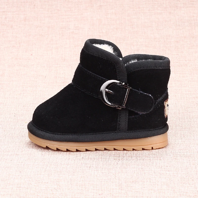 Зимние ботинки из натуральной кожи с мягкой подошвой зимняя детская обувь для