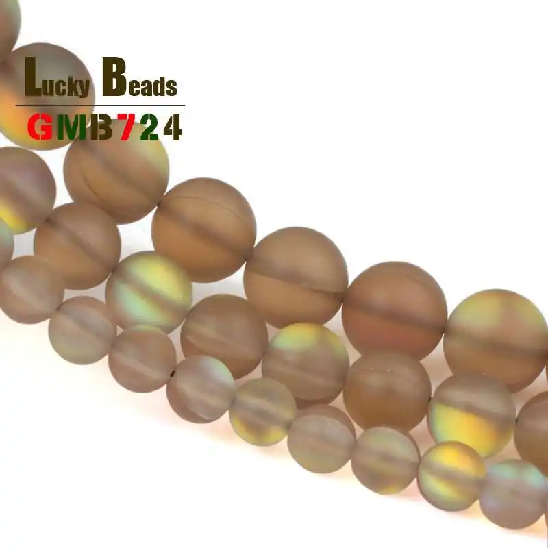 Коричневые матовые Австрийские кристально блестящие лунные камни круглые