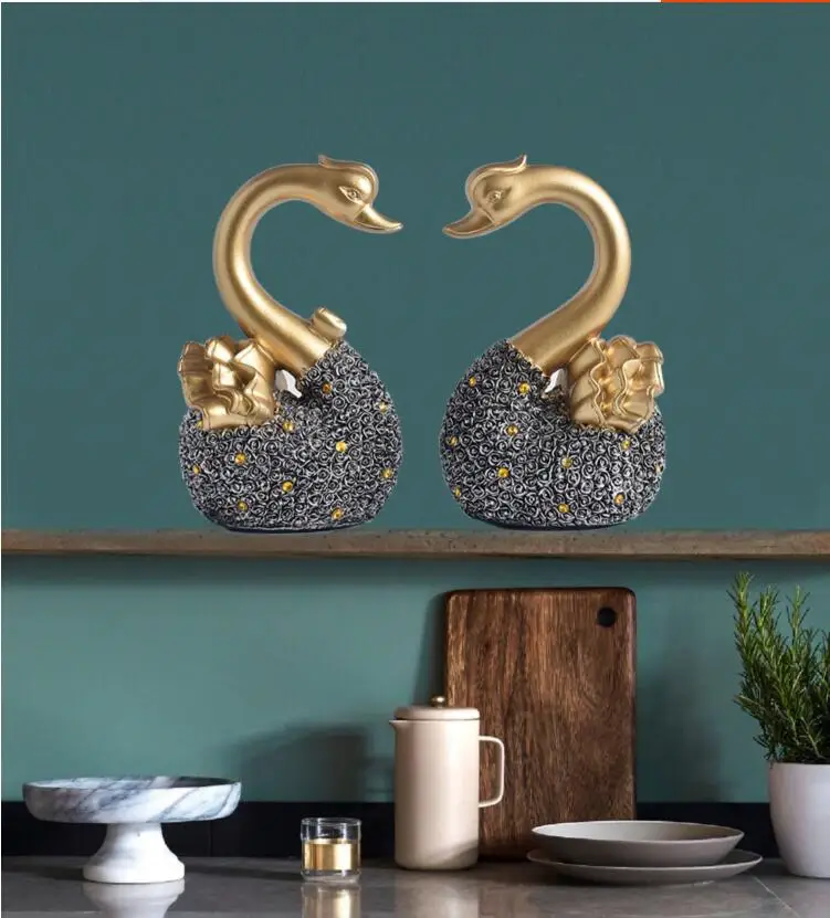 Европейский цвета розового золота Лебедь смолы украшения искусства дома