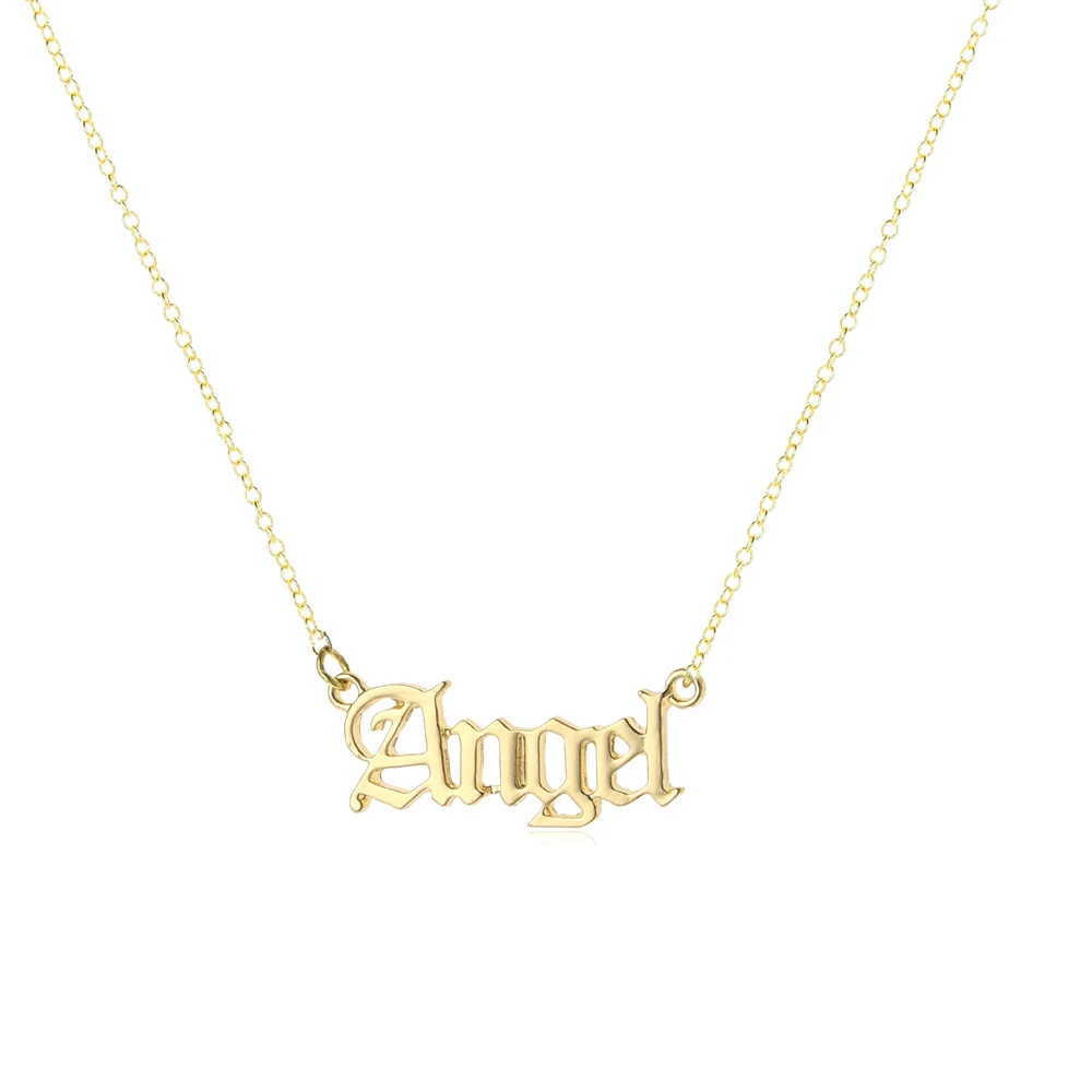 

Personalised Letter Angel Old English Necklace Stainless Steel Letter Pendants Necklace Jewelry For Women