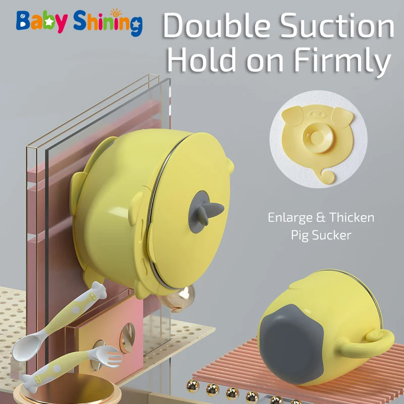 Детский набор посуды 4 6 шт. Детская Чаша/Ложка/Изолированная свинина миска Против