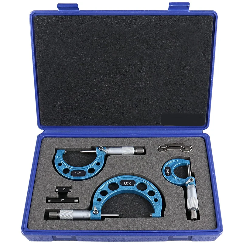 

3Pcs Micrometer Set Bearing Steel High Accuracy Outside Diameter Wrench Measurement Tool 0 -75mm/0-3" Measurement Tool