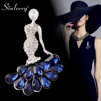 sinleery chic blue cubic zircon brooch elegnat lady brooch for women silver color accessories fashion jewelry zd1 ssb
