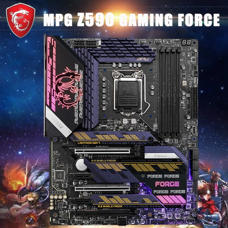 Verkauf MSI MEG Z590 GAMING KRAFT Motherboard LGA 1200 DDR4 128GB 10th/11th-Gen CPU PCI-E 4,0 Overlocking Desktop Z590 Placa-Mãe 1200