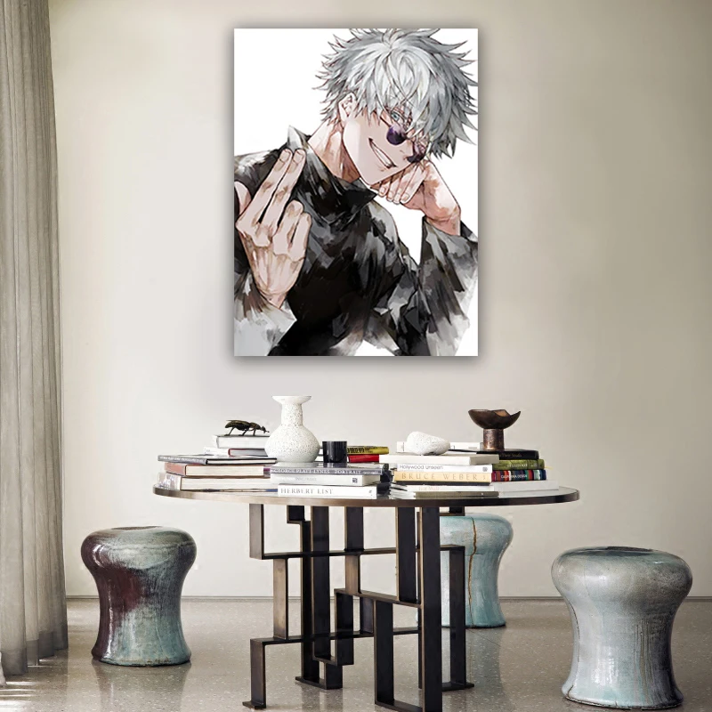 

HD Printed Anime Jujutsu Kaisen Canvas Painting Wall Art Gojo Satoru Poster Home Decoration Living Room Modular Pictures Framed