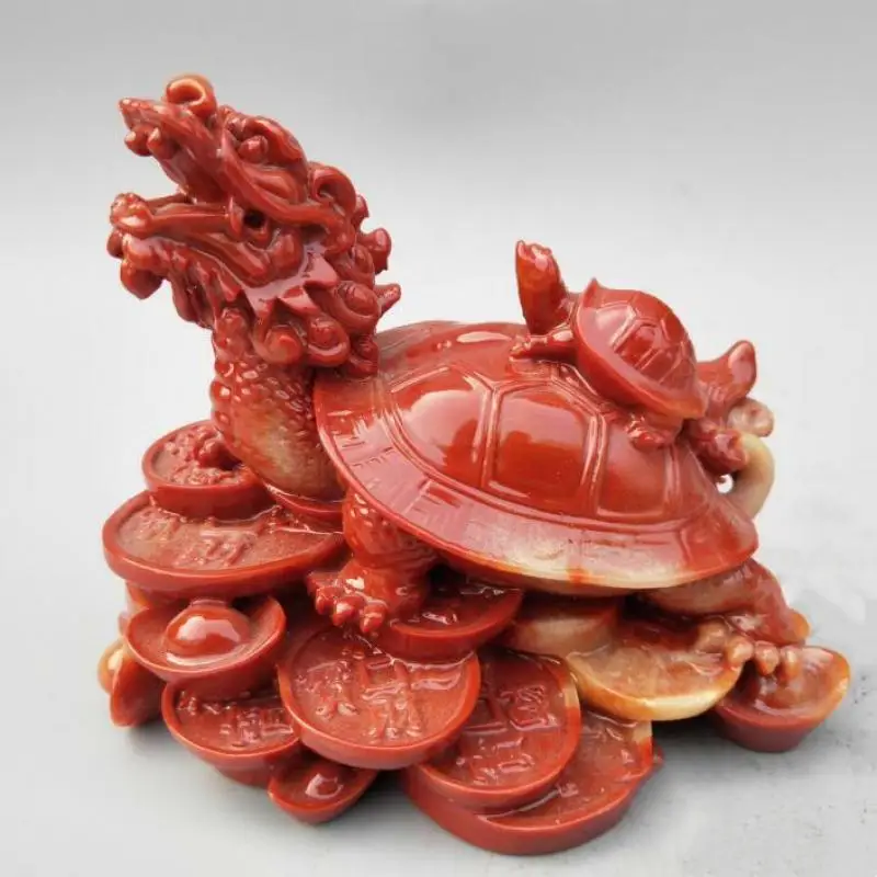 تحصيل الصينية شوشان حجر التنين السلاحف تمثال فنغ شوي الديكور جمع الحلي التماثيل التميمة هدية