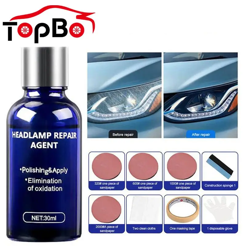 

10/30ml Car Headlight Wash Maintenance Clean Polishing Anti-scratch Agent Kit Repair Fluid Retreading Liquid Spray Repair Fluid