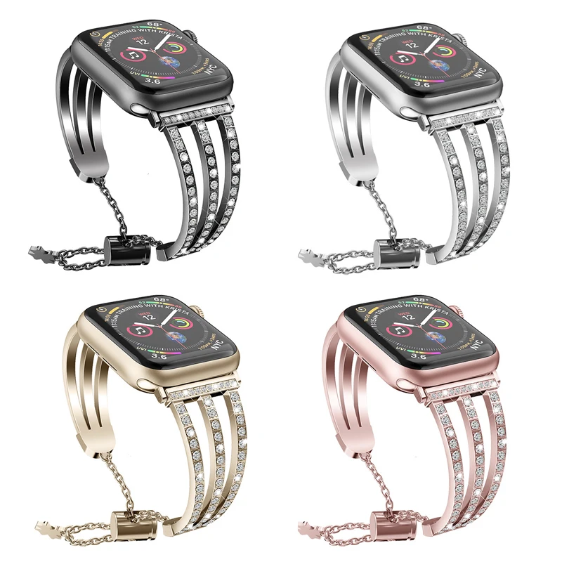 Diamond Band for Apple watch strap 44mm 40mm 38mm 42mm stainless steel correa iWatch band bracelet Apple watch 5 4 3 Accessories