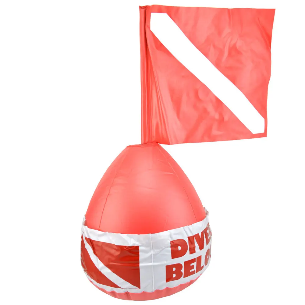 

Inflatable Scuba Diving Spearfishing Signal Float Buoy With Dive Flag Banner Safety Gear For Freediving Saft Sign Diver Below