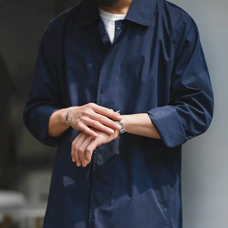 Madden Мужской Винтаж саржа Camden Тренч Осень сплошной цвет Повседневная Длинная