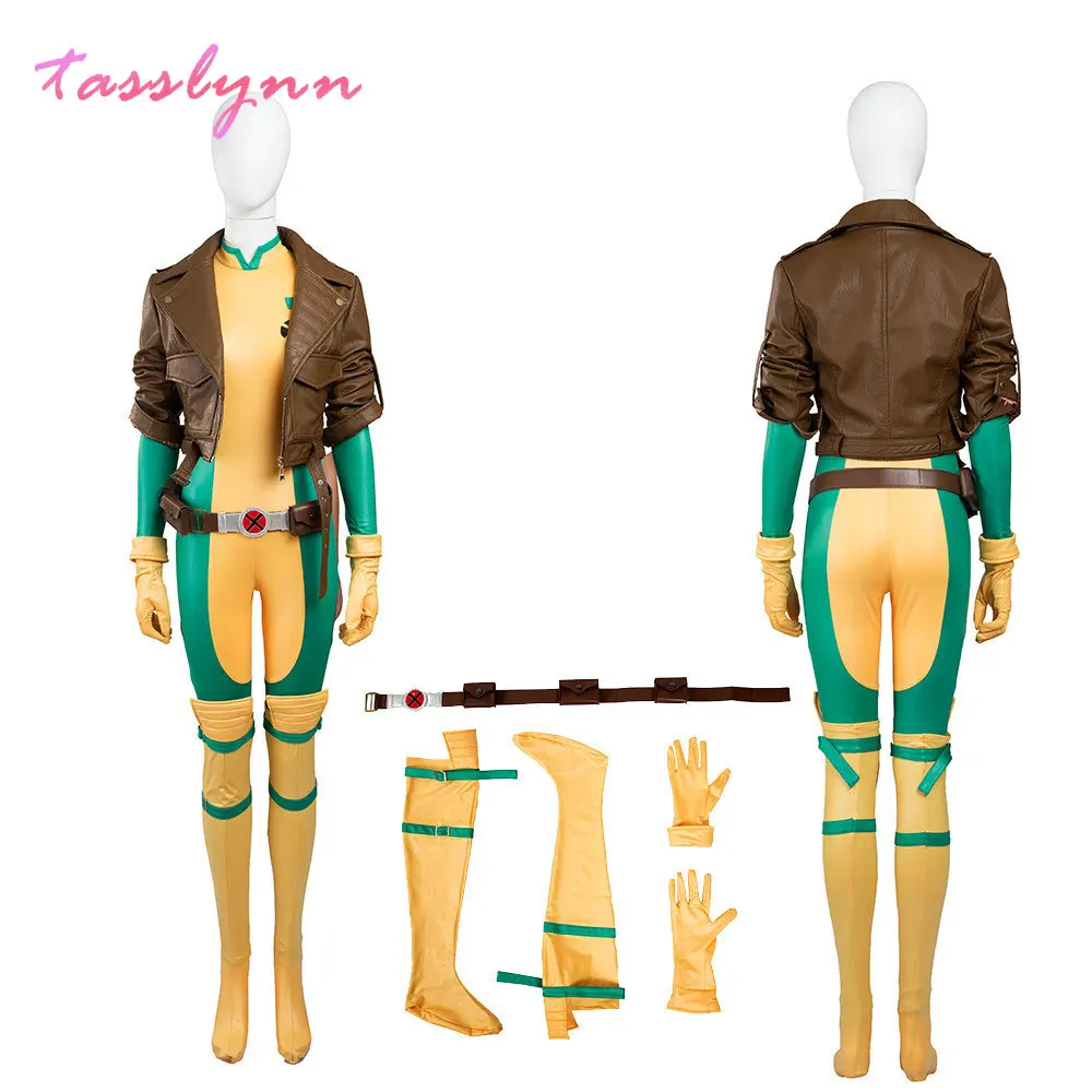 

X-Men Rogue Mary Cosplay Roleplay Halloween Costumes For Women Superhero Jumpsuit Jacket Custom Made