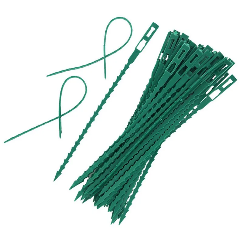 

50Pcs/100Pcs Adjustable Garden Tools Reusable Plant Cable Ties Self Locking 17CM Garden Tree Climbing Support Plastic Green