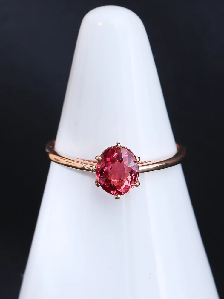 

New 18K Rose Gold Natural Colored Gems Brazil Tourmaline Green Red Ring Diamond Gemstone Inlaid Bracelet for Women