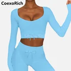 2021 Спортивная одежда для отдыха, Женский костюм для фитнеса, рубашки для йоги, бесшовный укороченный топ с длинным рукавом, облегающие леггинсы для спортзала, тренировочный костюм